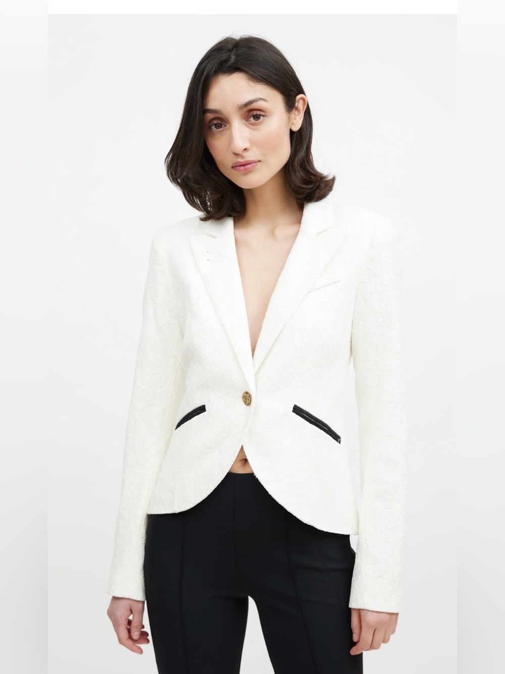 Smythe Lace Blazer NWT Size 6 | Ivory Floral Textured One Button Jacket | As Is